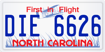 NC license plate DIE6626