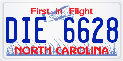 NC license plate DIE6628