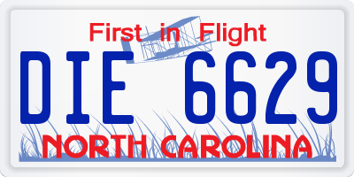 NC license plate DIE6629