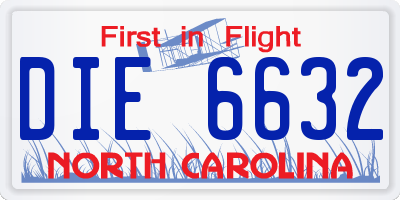 NC license plate DIE6632