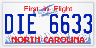 NC license plate DIE6633