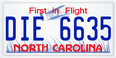 NC license plate DIE6635