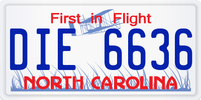 NC license plate DIE6636