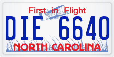 NC license plate DIE6640