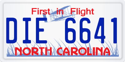NC license plate DIE6641