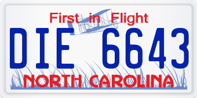 NC license plate DIE6643