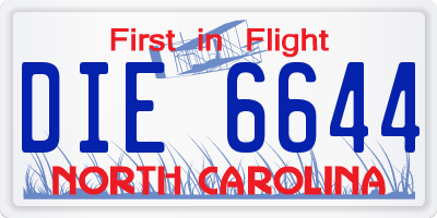 NC license plate DIE6644
