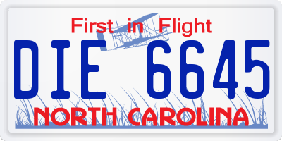 NC license plate DIE6645