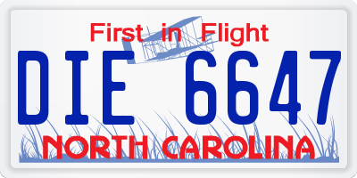 NC license plate DIE6647