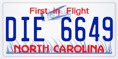 NC license plate DIE6649
