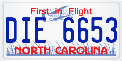 NC license plate DIE6653
