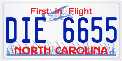 NC license plate DIE6655