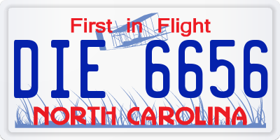 NC license plate DIE6656
