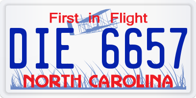 NC license plate DIE6657