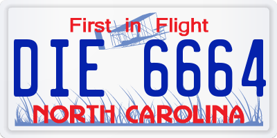 NC license plate DIE6664