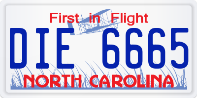 NC license plate DIE6665