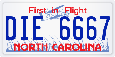 NC license plate DIE6667