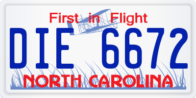 NC license plate DIE6672