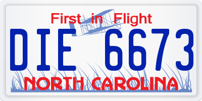NC license plate DIE6673