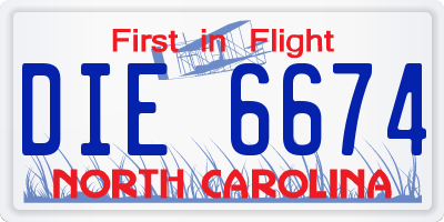 NC license plate DIE6674