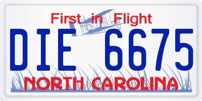 NC license plate DIE6675