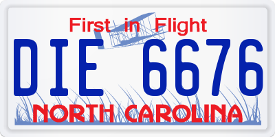 NC license plate DIE6676