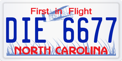 NC license plate DIE6677
