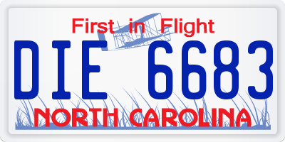 NC license plate DIE6683