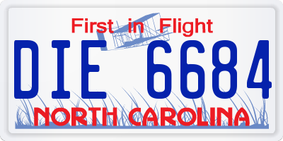 NC license plate DIE6684