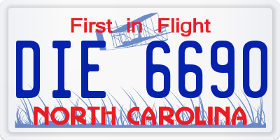 NC license plate DIE6690