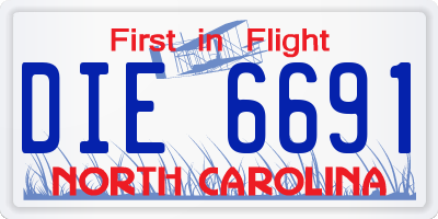 NC license plate DIE6691