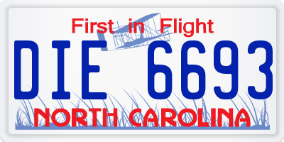 NC license plate DIE6693