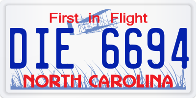 NC license plate DIE6694