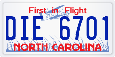 NC license plate DIE6701