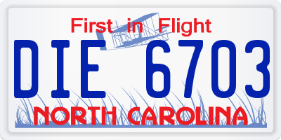 NC license plate DIE6703