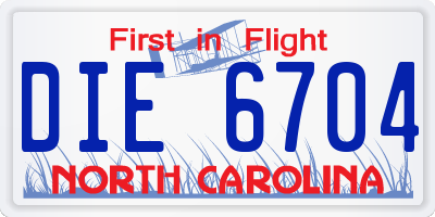 NC license plate DIE6704