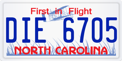 NC license plate DIE6705