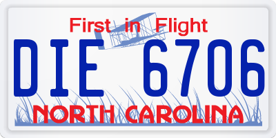 NC license plate DIE6706