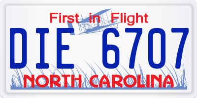 NC license plate DIE6707
