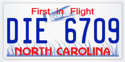 NC license plate DIE6709