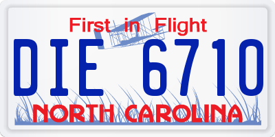 NC license plate DIE6710