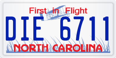 NC license plate DIE6711