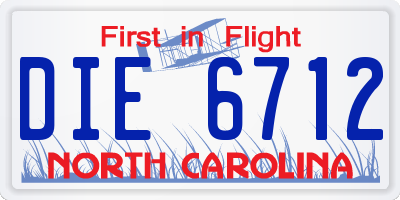 NC license plate DIE6712
