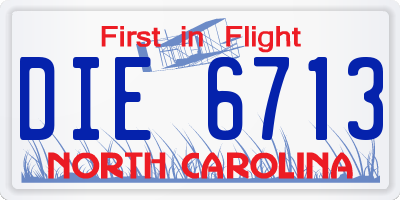 NC license plate DIE6713