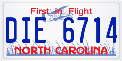 NC license plate DIE6714