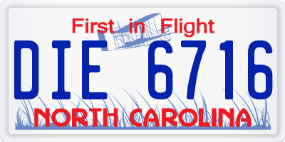 NC license plate DIE6716