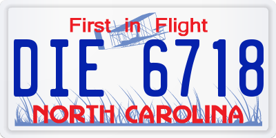 NC license plate DIE6718