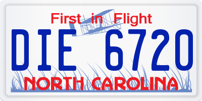 NC license plate DIE6720
