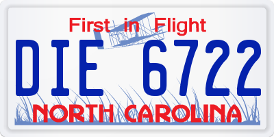 NC license plate DIE6722