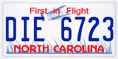 NC license plate DIE6723